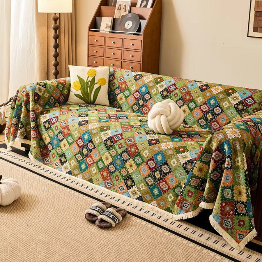 Zahara Geometric Tribal Kilim Couch Cover