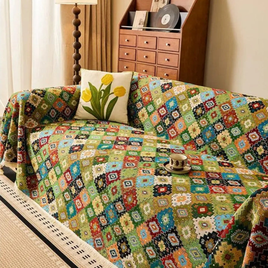 Zahara Geometric Tribal Kilim Couch Cover