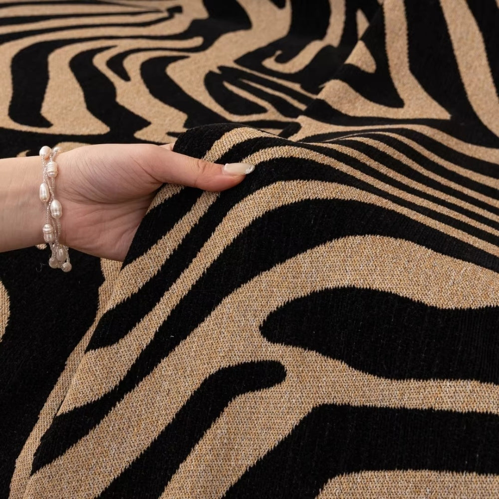 Zentara Chenille Zebra Geometric Couch Cover