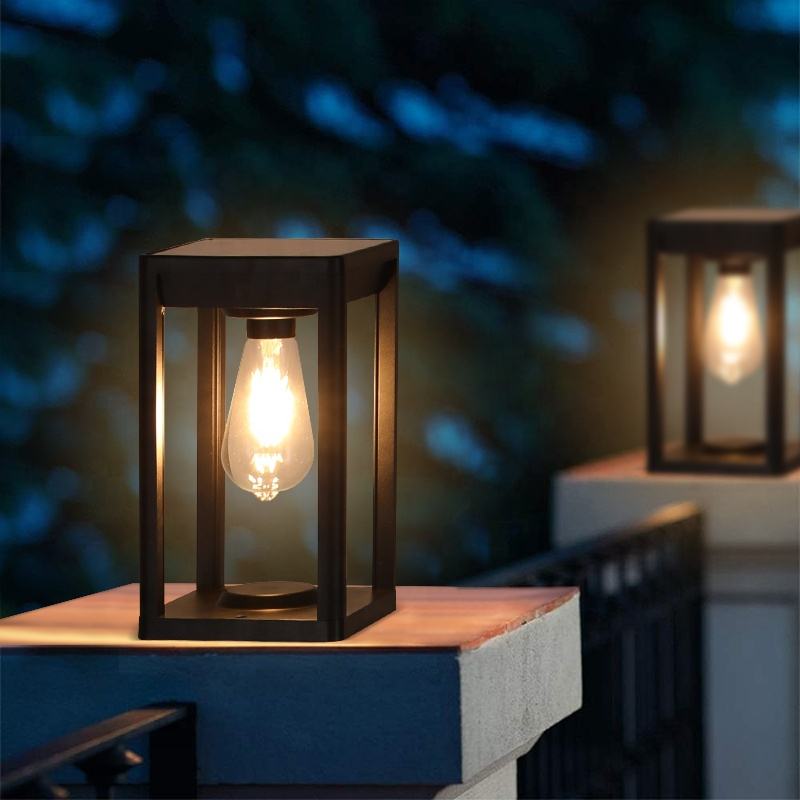 Solar Outdoor Pillar Light Black Aluminium With Motion Sensor