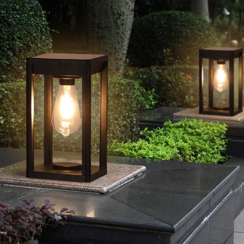 Solar Outdoor Pillar Light Black Aluminium With Motion Sensor