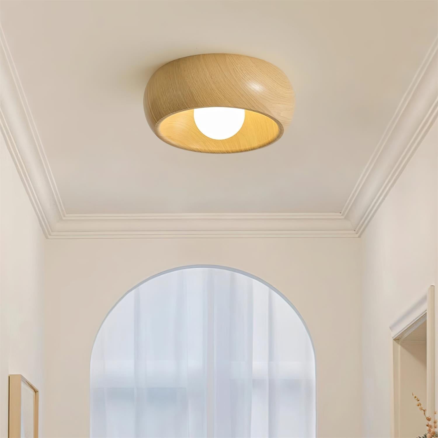 Modern Ceiling Light Wood Flush Mount Minimalist LED Fixture