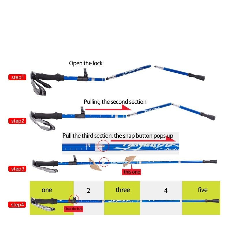 Foldable Adjustable Trekking Poles Lightweight Hiking Support