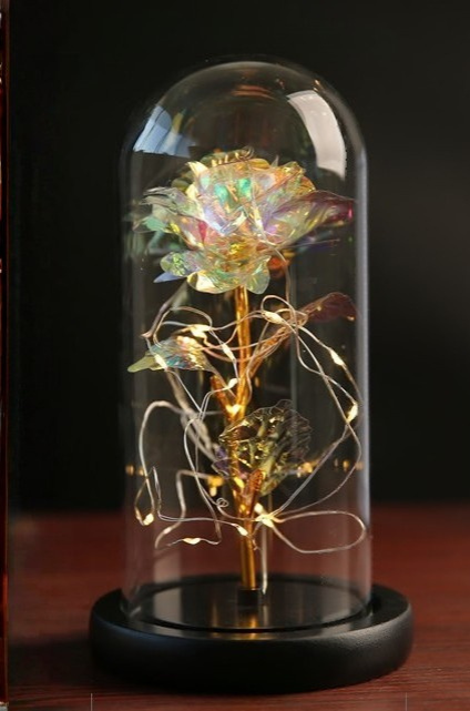 Glass Dome LED Rose Decorative Table Light
