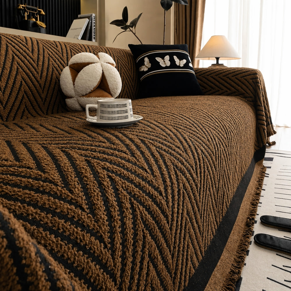 Chevron Herringbone Tassel Couch Cover