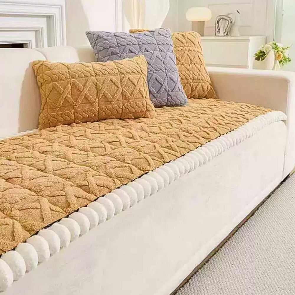 Snuggle Sherpa Plush Couch Protector Cover