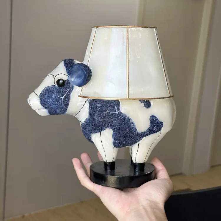 Cow Shaped LED Table Lamp with Fabric Shade