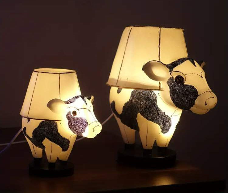 Cow Shaped LED Table Lamp with Fabric Shade