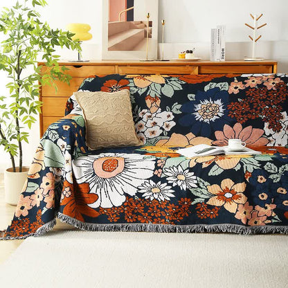 Floral Garden Tassel Couch Cover