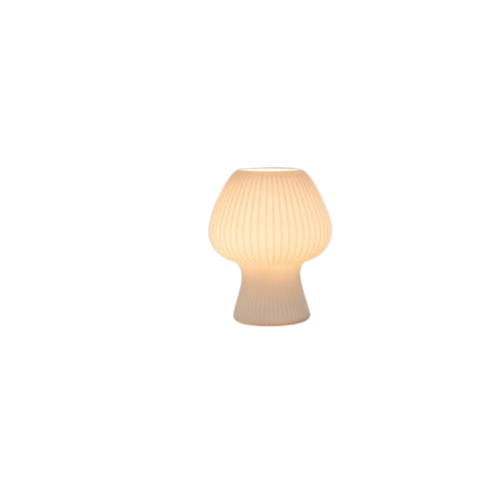 Vintage Bedside Table Lamp Ribbed Glass Mushroom Dimmable Nightstand Light