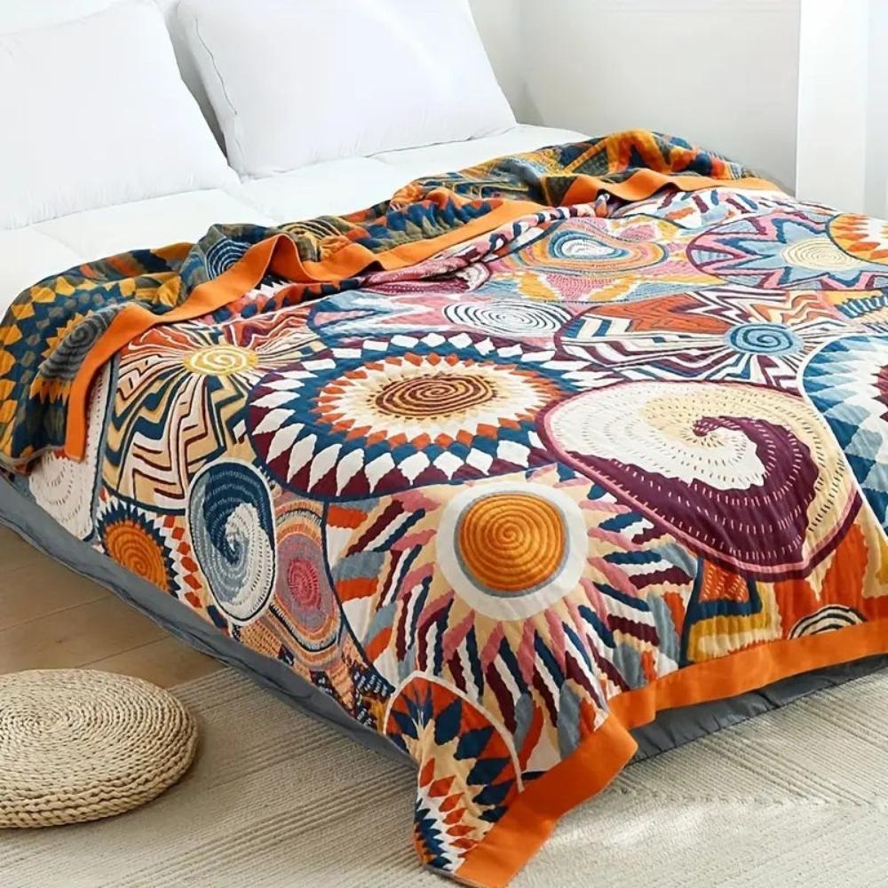 Nordic Sunburst Cotton Blanket