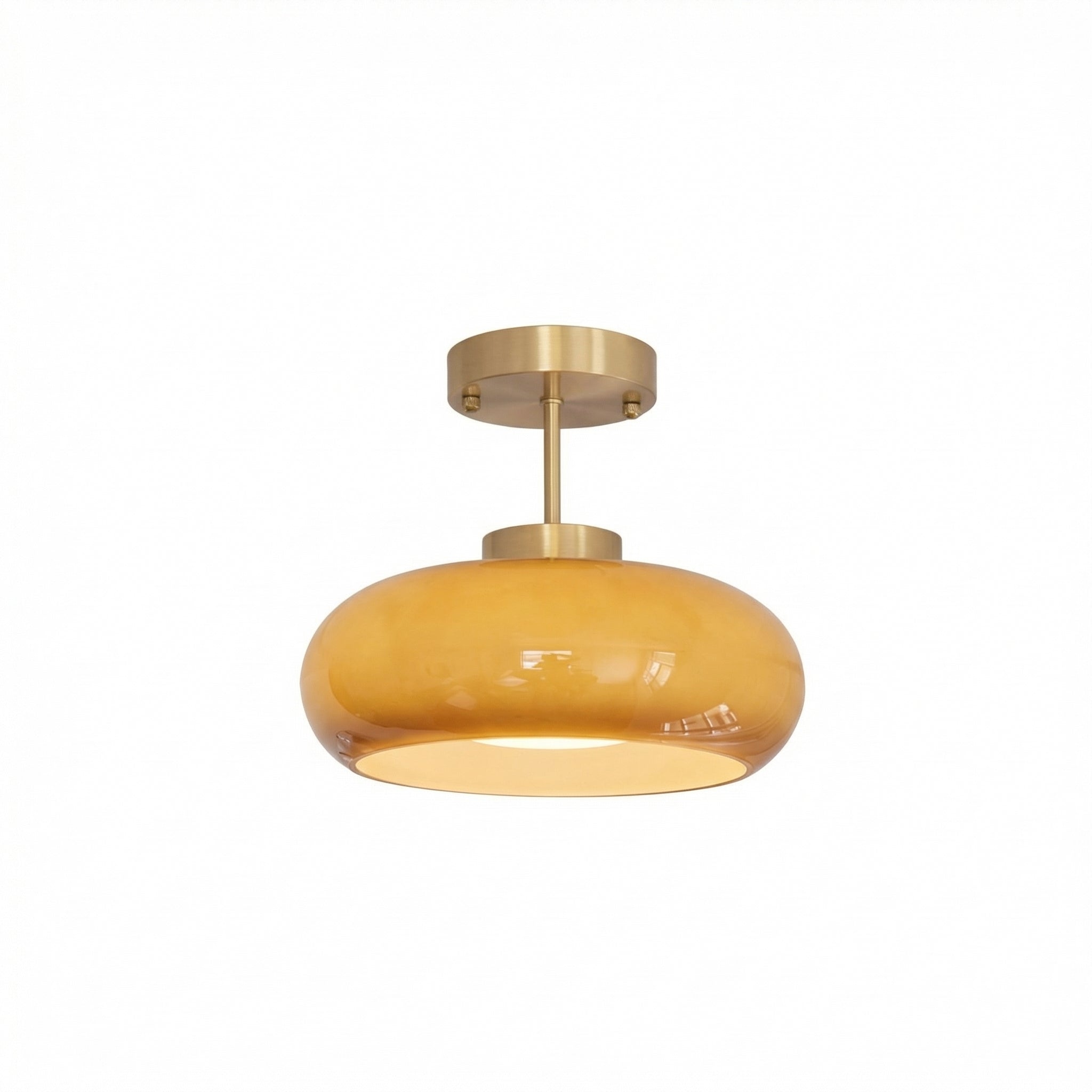 Nordic Vintage Copper & Amber Glass Ceiling Light