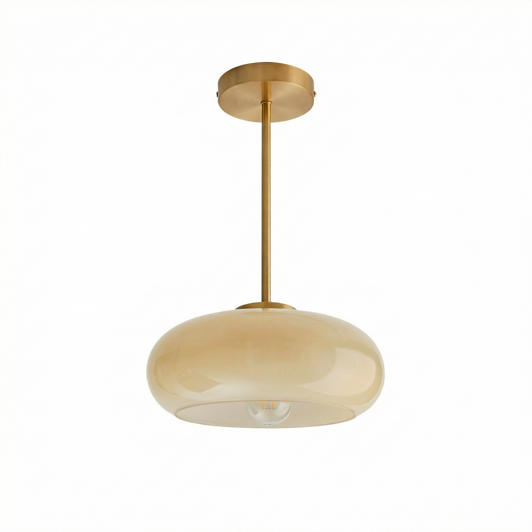 Nordic Vintage Copper & Amber Glass Ceiling Light