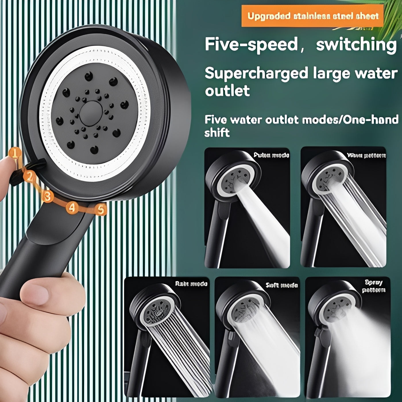 Versatile High Pressure Filtered Shower Head with 5 Modes
