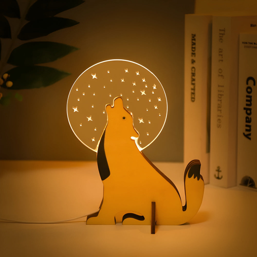 Nordic Wooden Animal LED Table Lamp Sculptural Design