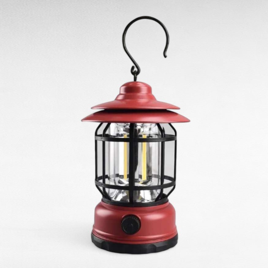 Rechargeable LED Camping Lantern with Hanging Hook and Metal Cage