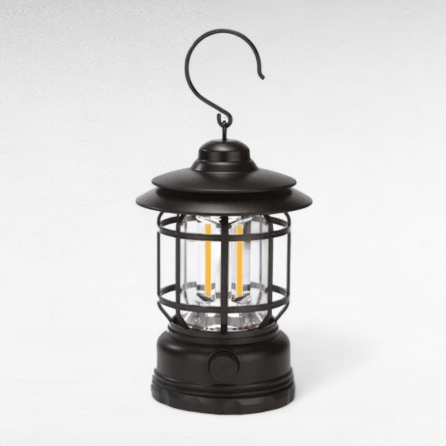 Rechargeable LED Camping Lantern with Hanging Hook and Metal Cage