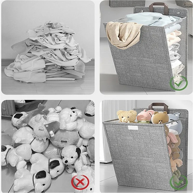 Wallora | Foldable Adhesive Laundry Basket | Wall-Mounted Clothes Hamper & Organiser