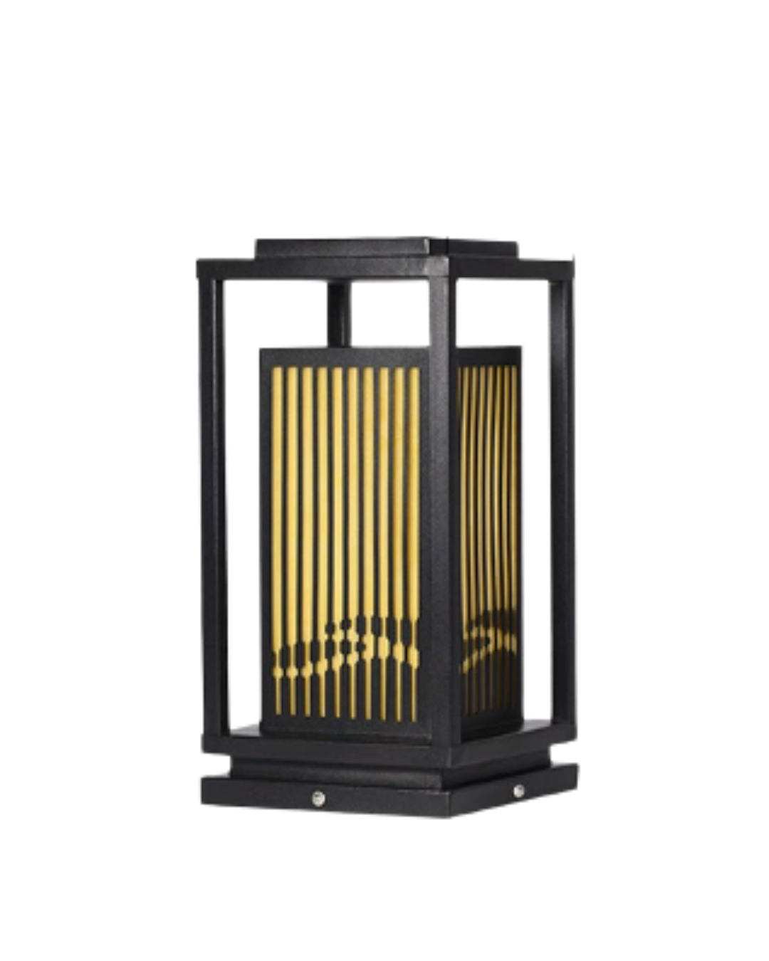 Outdoor Solar Post Light Black Cage Style Lamp