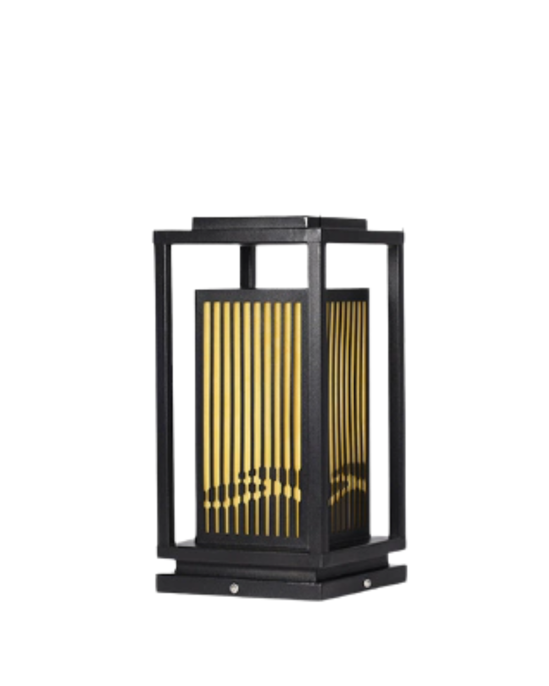 Outdoor Solar Post Light Black Cage Style Lamp