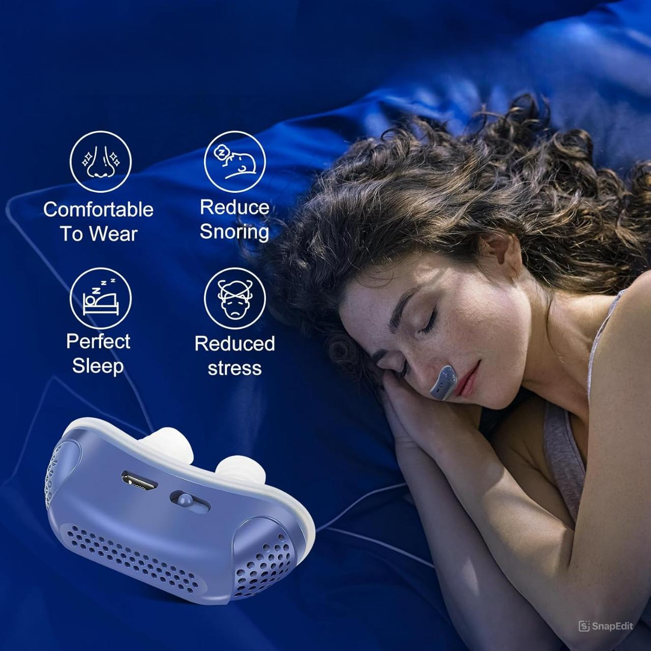 Compact Apnea Silent Sleep Aid Device Portable Night Breathing Support