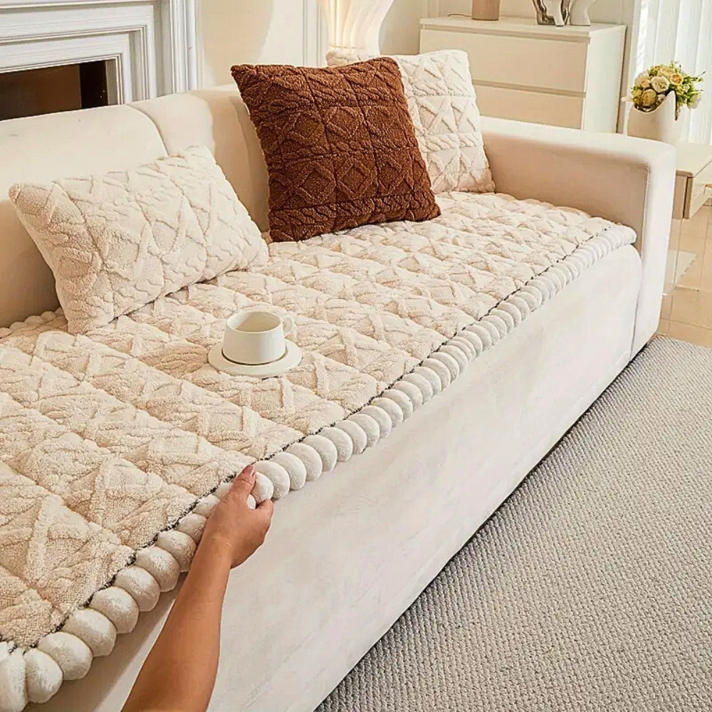 Snuggle Sherpa Plush Couch Protector Cover