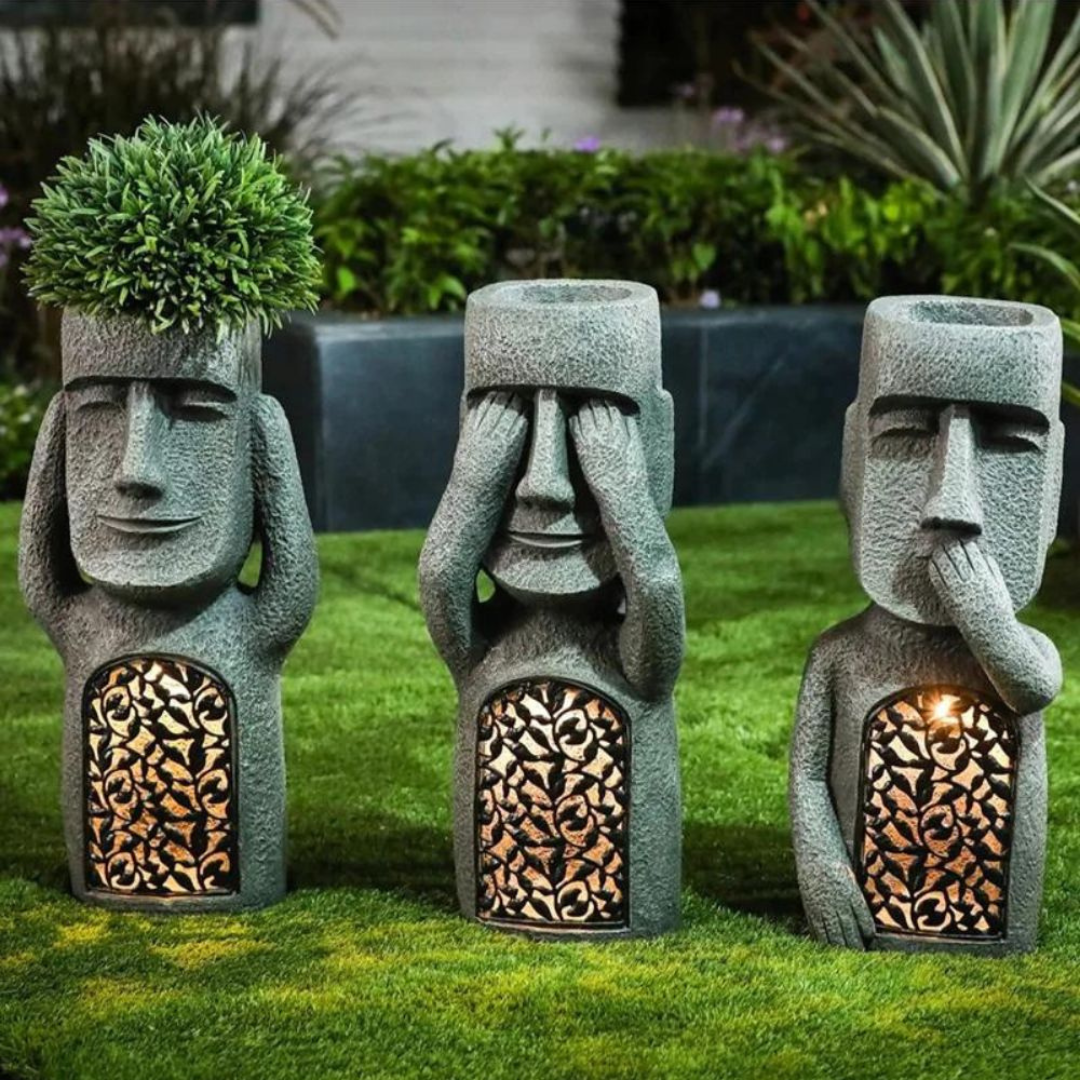 StoneGlow | Solar Garden Statue – Artistic Lighting with Cultural Charm