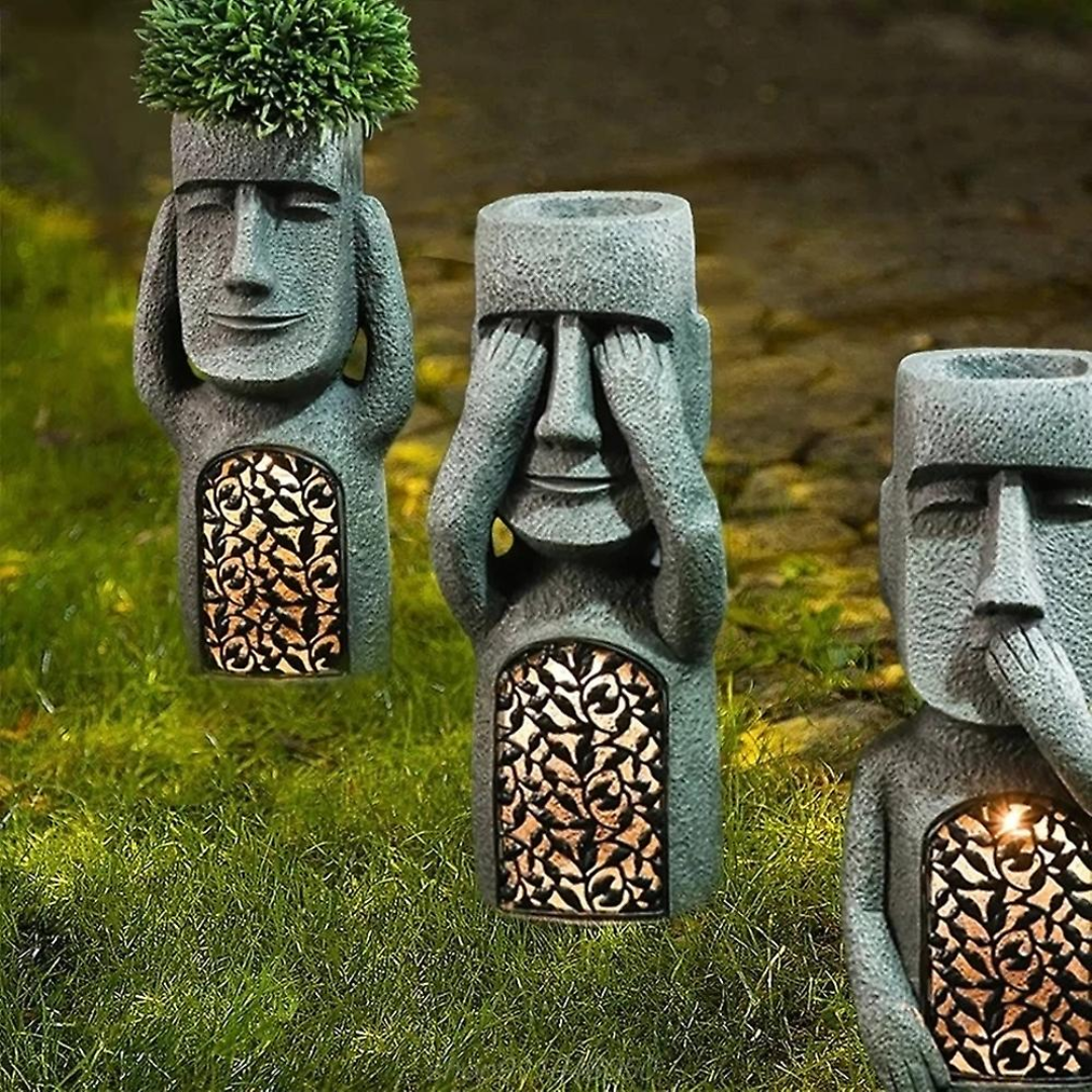 StoneGlow | Solar Garden Statue – Artistic Lighting with Cultural Charm