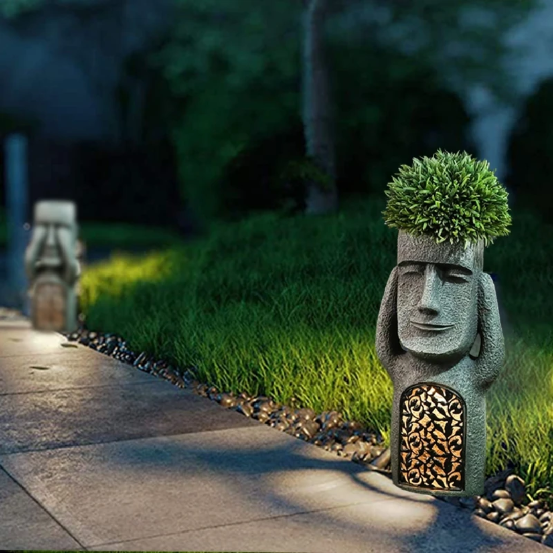 StoneGlow | Solar Garden Statue – Artistic Lighting with Cultural Charm