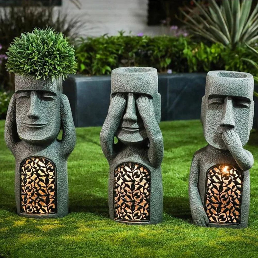StoneGlow | Solar Garden Statue – Artistic Lighting with Cultural Charm