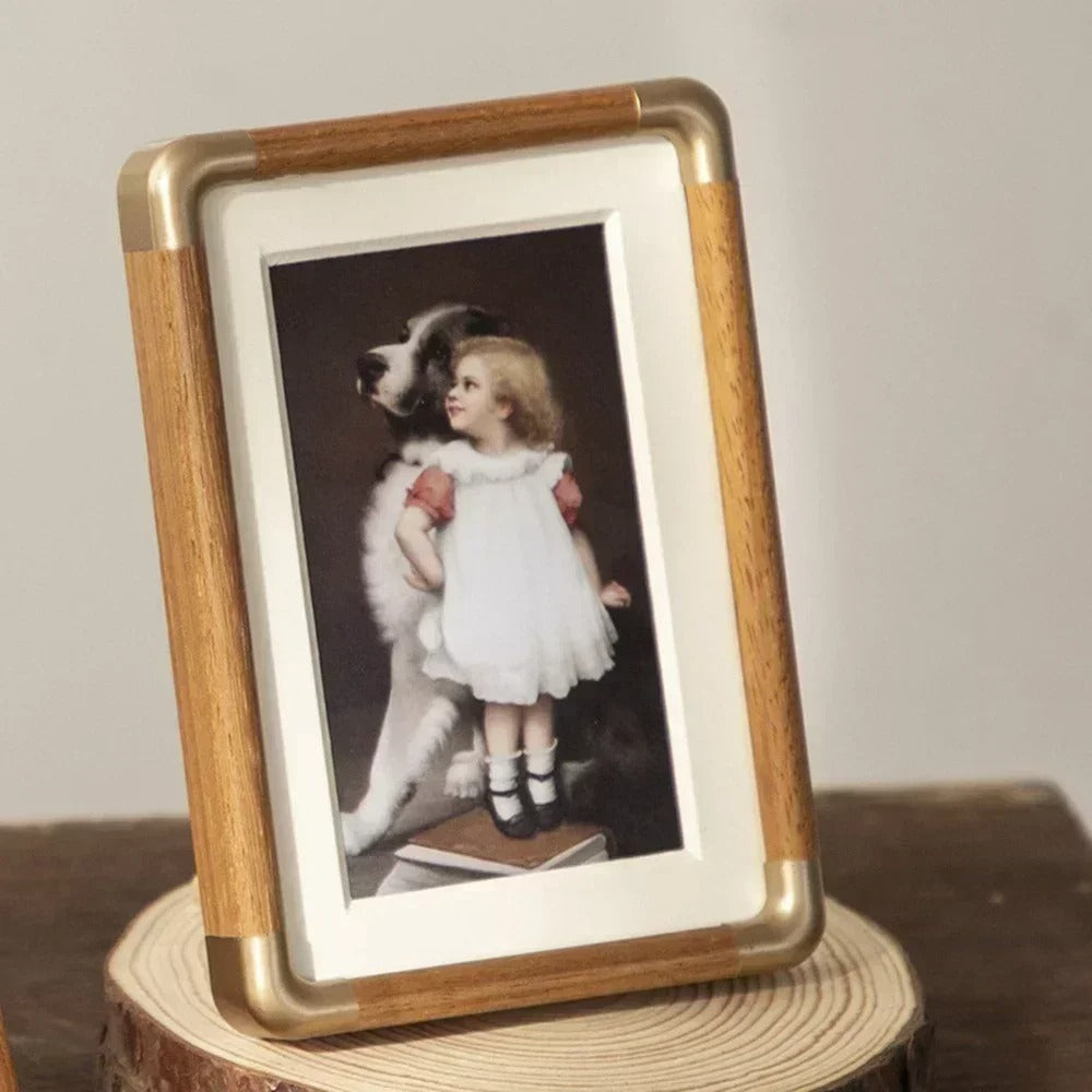 Brooks Tabletop Photo Frame | Vintage Wood & Brass Design