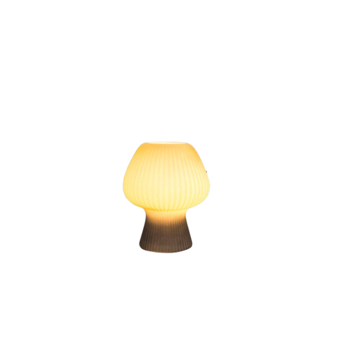 Vintage Bedside Table Lamp Ribbed Glass Mushroom Dimmable Nightstand Light